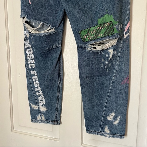 Y2K Miss Sixty Painted Barrel Distressed Denim | size 23 - Picture 12 of 16